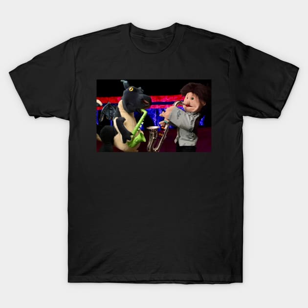 Saxophone Playing T-Shirt by Davqueezall